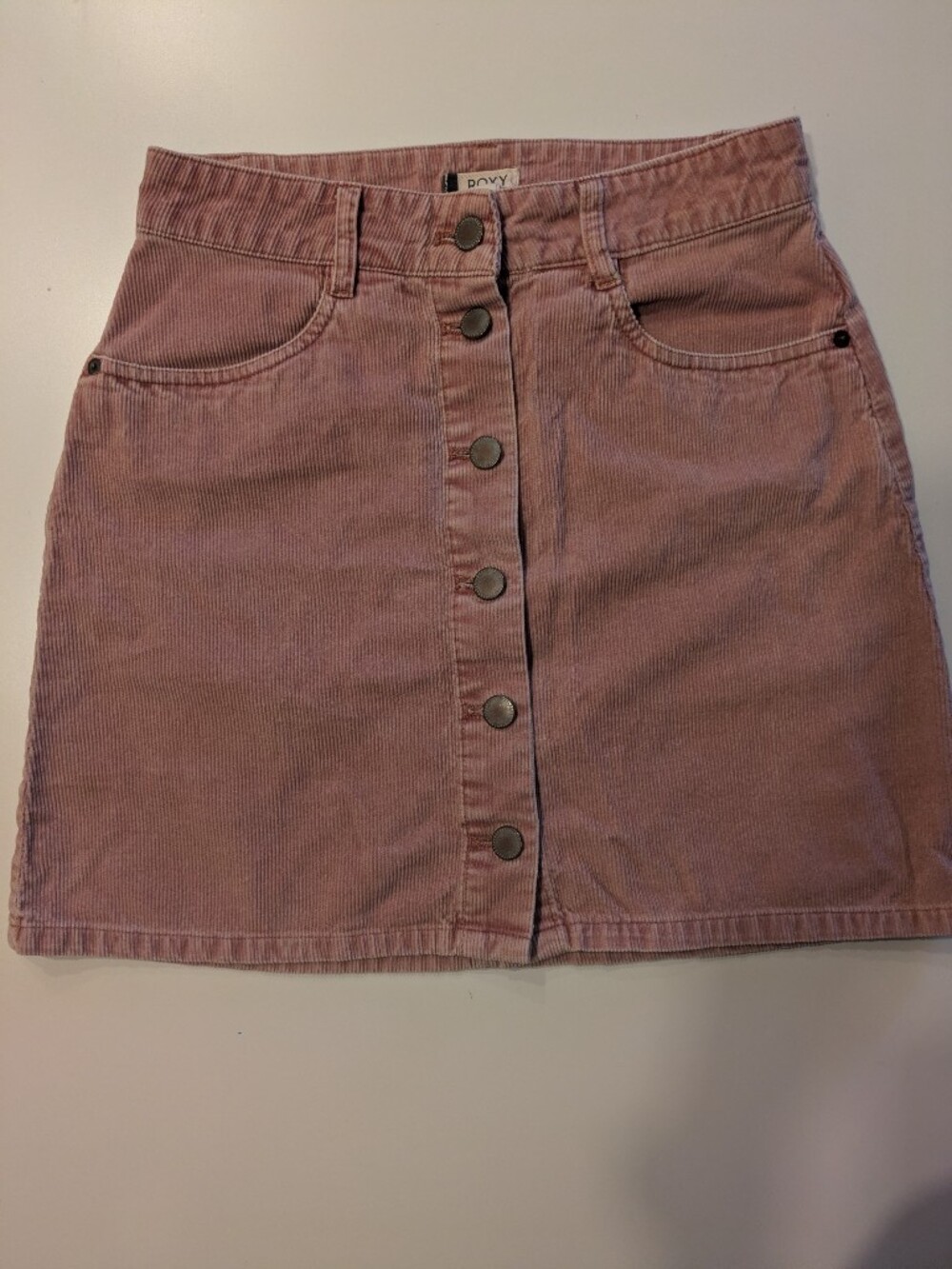 Roxy Pink Corduroy Button-Front Mini Skirt